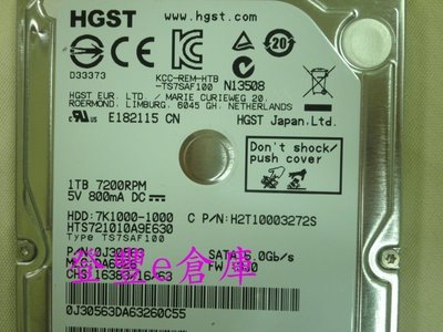 【登豐e倉庫】 YF37 HGST HTS721010A9E630 1TB SATA3 筆電硬碟