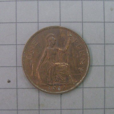 a776，1947年，英國 1 Penny 銅幣 XF，KM# 845。