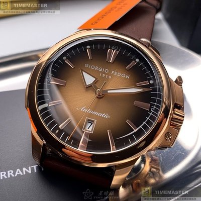 GiorgioFedon1919手錶,編號GF00078,46mm玫瑰金錶殼,咖啡色錶帶款