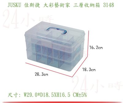 JUSKU 佳斯捷 大彩藝術家 三層收納箱 3148(藍) 手工飾品分類盒 小物整理盒 工具箱 縫紉置物盒