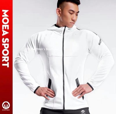 【OTOKO Men's Boutique】MOEA SPORT 墨立方:Super hero／健身連帽運動外套／白色(台灣獨家代理)