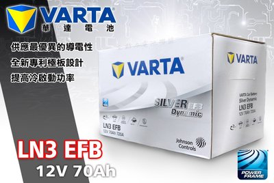 全動力- 新華達 VARTA LN3 EFB款型 (12V70Ah) 歐規車系 起停車款可適用 銀合金 全球獨立極板技術