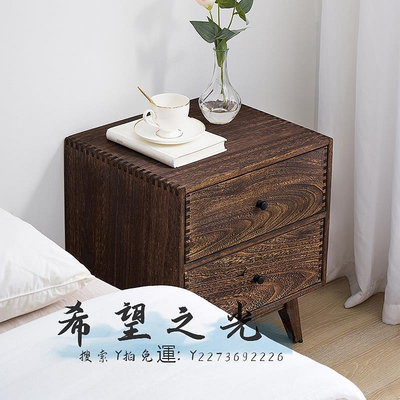 床頭櫃床頭櫃實木簡約現代日式純實木全臥室雙抽落地儲物櫃日式北歐