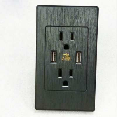台規,黑色,USB插座面板,電源插座面板,15A,UL認證插座