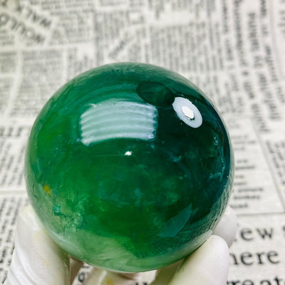AT56天然螢石水晶球綠螢石球晶體通透螢石原石打磨綠色水晶球【老王收藏】9588