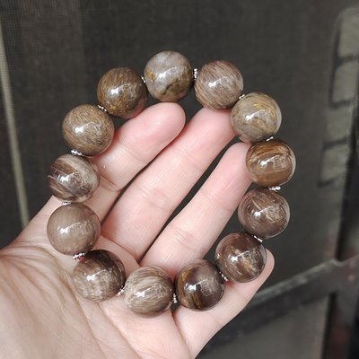 《瑜坊》精美樹化玉 木化石 木化玉 手珠 NO.37 約 16 mm ✽ 13 顆