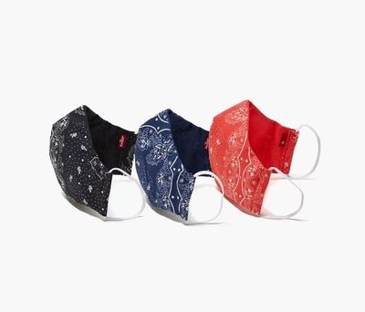 【美國Levi s專賣】全新正品LEVIS限量 3D立體 雙面可用布口罩 變形蟲圖案防塵透氣可水洗 口罩套 一組3色L號