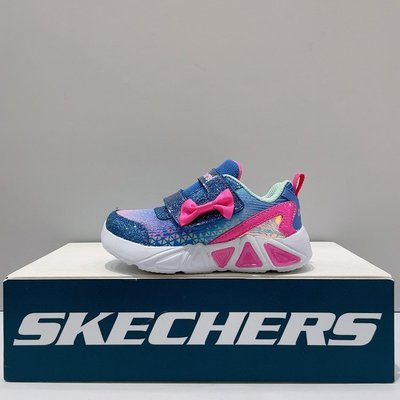 【麥兜運動】SKECHERS S Lights-Tri-Brights 小童 藍色 魔鬼氈 發光 電燈鞋 302654NBLHP