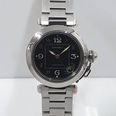 Cartier 卡地亞 W31043M7 帕夏Pasha系列 黑色方格數字面盤 錶徑35mm 自動上鍊 大眾當舖L687