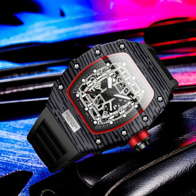 【現貨】Kimsdun桶型時尚矽膠運動手錶石英表防水男錶k-2010b