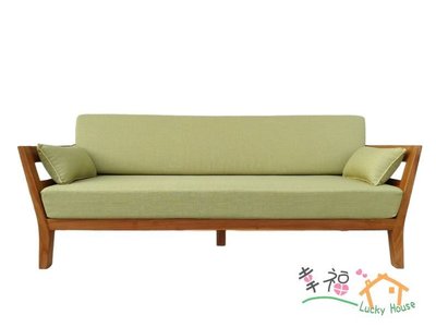 幸福家實木傢俱 北歐風柚木沙發, 三人座 含坐墊, 全柚木 現代經典 (SOFA 8)
