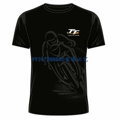 2022新款曼島TT賽車服短袖 Races 陰影黑色 T 恤男女夏季越野機車服機車運動服-叁念運動