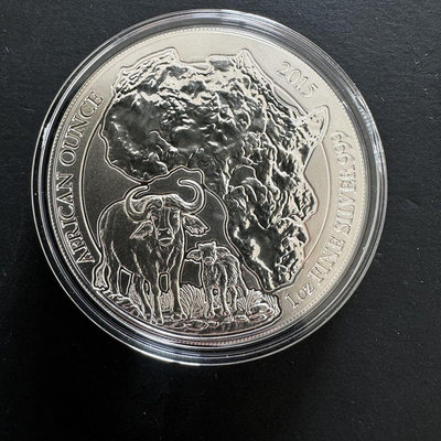 [輕微氧化]盧旺達 2015 非洲野生動物水牛銀幣 1 盎司