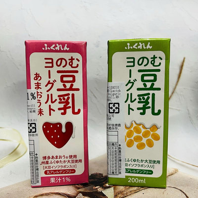 日本 FUKUREN 乳酸菌豆乳優格飲 200ml 原味/草莓味 兩款供選