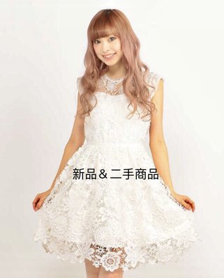 lizlisa LIZ LISA荷葉邊小飛袖蕾絲洋裝無袖洋裝日本lizlisa無袖洋裝. 白色小禮服.全新