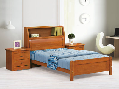 鴻宇傢俱~(PI)7-6 伊琳諾3.5尺樟木色百葉書架床台-床頭箱+床架