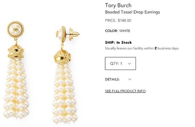 【全新正貨私家珍藏】TORY BURCH BEADED TASSEL EARRING 耳環((小號))