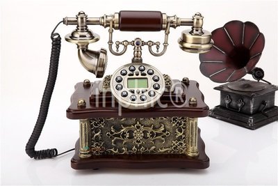 INPHIC-歐式電話機復古電話機實木復古電話機時尚座機家用