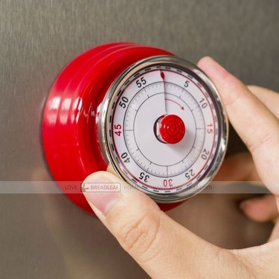 “正品”磁鐵紅色廚房機械計時器 廚房定時器 冰箱吸附 背磁吸倒計時器