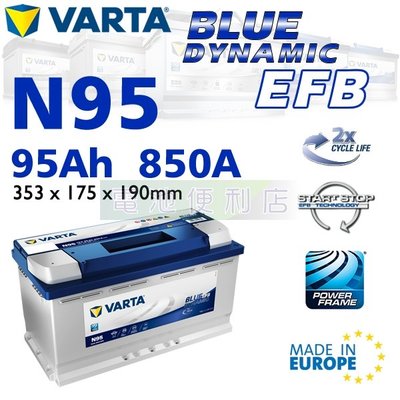 [電池便利店]德國華達 VARTA EFB N95 L5 95Ah 歐洲製造 啟停專用電池