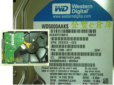 【登豐e倉庫】 F811 WD5000AAKS-65V0A0 500G SATA3 救資料 摔到硬碟 磁頭掉落