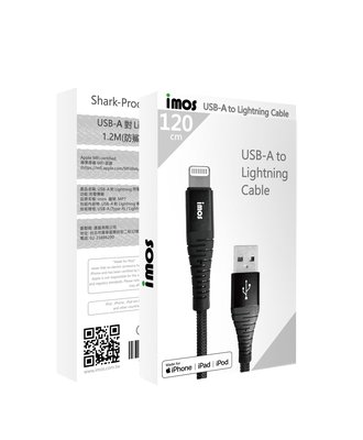 imos USB-A to Lightning 連接線1.2M 防鯊網編織 原廠MFi認證 適用iPhone iPad