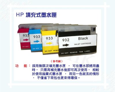 【Pro Ink 連續供墨】HP 6100 / 6600 / 6700 - 填充式墨水匣 - 932 933 (含稅)