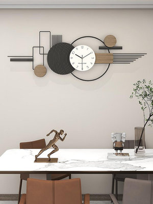 鐘表客廳電視背景墻掛鐘簡約現代大氣餐桌裝飾創意時鐘免打孔