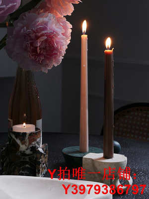 法式風燭臺天然石材擺件大理石香薰蠟燭底座樣板房餐桌客廳裝飾品