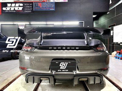 【SPY MOTOR】Porsche 718 cayman boxster GT4樣式碳纖維尾翼 倒鉤式 天鵝頸尾翼