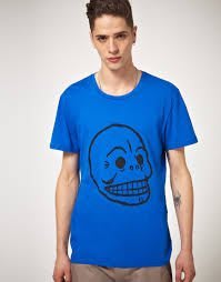 [全新正品] Cheap Monday 短袖圓領T恤 骷顱頭圖案 寶藍色 男 XS