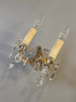 【卡卡頌  歐洲古董】法國 水晶彎管 花朵 水晶壁燈 歐洲老件 la0359 ✬