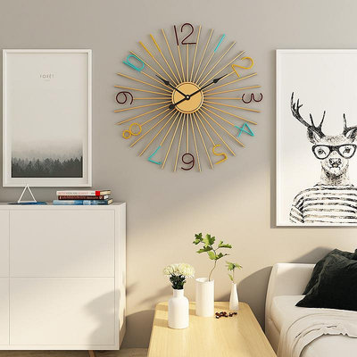 時鐘 博藝達亞馬遜熱賣現代時尚個性靜音金屬掛鐘創意客廳鐘錶