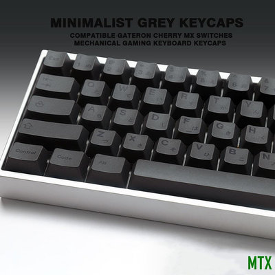 MTX旗艦店極簡灰鍵帽 138鍵 日文 Cherry高度 PBT 兼容市面95%機械鍵盤 60~108鍵 機械遊戲鍵盤鍵帽