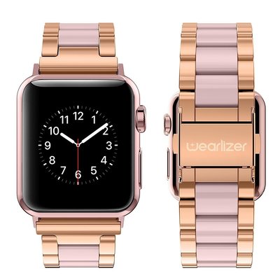 【現貨】ANCASE Wearlizer Apple Watch 3/4/5代38/40/42/44mm不銹鋼錶帶玫瑰金