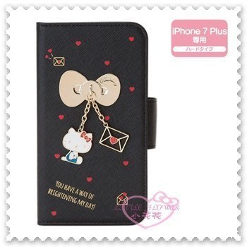 ♥小公主日本精品♥ Hello Kitty Iphone 7 Plus 5.5吋 翻蓋式皮套 蝴蝶結 00135207