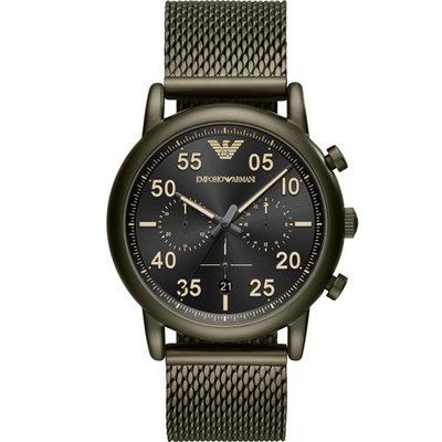 [永達利鐘錶 ] Emporio Armani 復刻計時鍊帶錶 (橄欖綠)AR11115/ 43mm