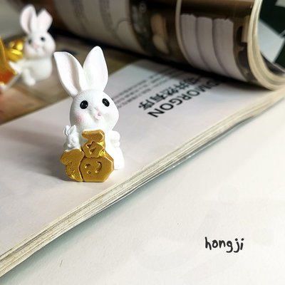 兔子 微景觀 多肉微景觀 Q296-3 元寶兔 招財兔 金條水晶球配件聚寶盆多肉裝飾盆栽裝飾綠化雜貨禮物