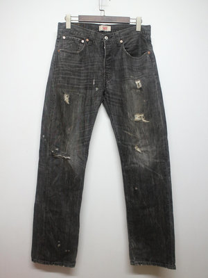 【G.Vintage】Levi's /Levis 501 系列李維斯經典黑灰色排釦中腰直筒牛仔長褲 32腰