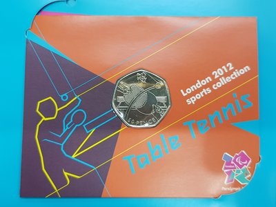 ☆孟宏館☆錢幣2012年英國倫敦奧運50便士紀念幣-乒乓球ZY.2.23.2