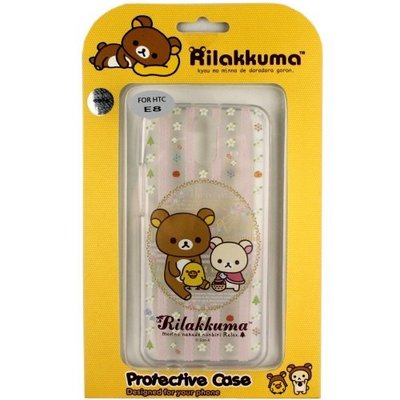 Rilakkuma 拉拉熊/懶懶熊 HTC One E8 彩繪透明保護軟套-花草優雅熊