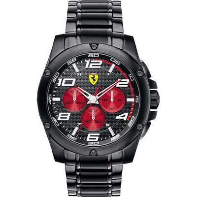Scuderia Ferrari 法拉利三眼競速時尚鋼帶運動男用腕錶-46mm/FA0830037