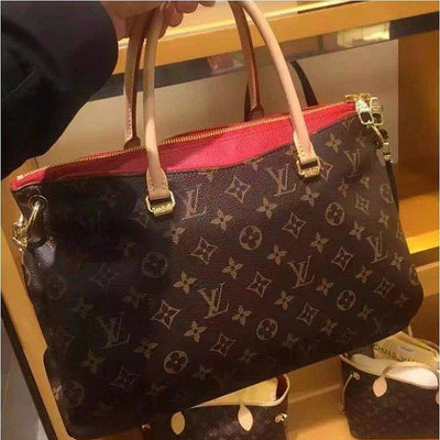 全新法國正品 LV 女包包 PALLAS BB 手提包 紅色 斜背包 附背帶 M41241