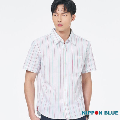 NIPPON BLUE 日本藍 BLUE WAY 條紋短袖襯衫 M號 休閒襯衫