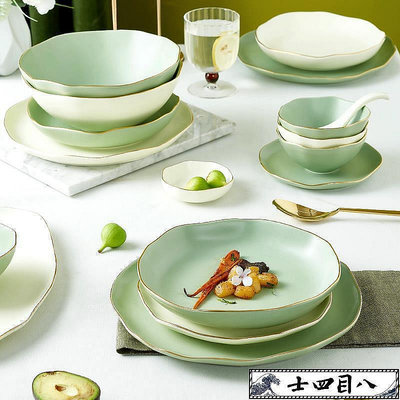 曲巢 歐式風格創意餐具碗碟套裝碗盤子家用高檔簡約現代碗筷組