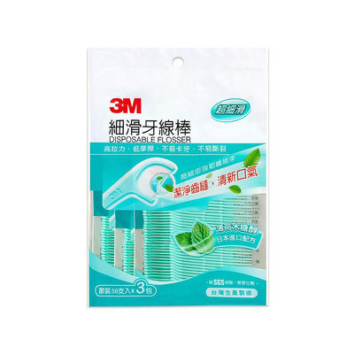 3M 細滑牙線棒-薄荷木糖醇-量販包38支*3入(共114支)