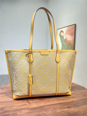 全場限時免運Tory Burch TB女包 Gemini 老花帆布 拼色 印花 單肩手提 購物袋 托特包 附購證