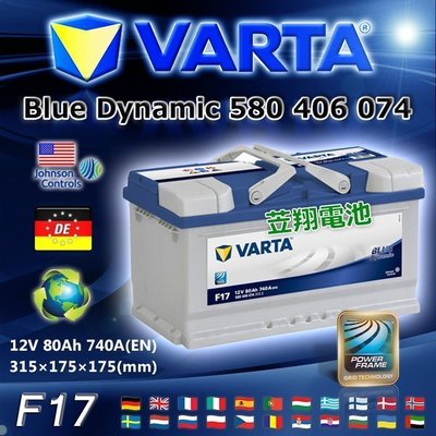 ✚中和電池✚舊品折抵 超低價 德國 VARTA F17 華達 汽車電池 12V80AH 原廠電瓶 XC60 S40 富豪
