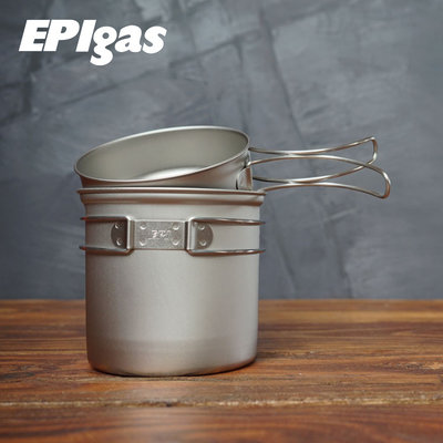 【大山野營】日本製 EPIgas T-8004 BP鈦鍋組 1人鍋 一人鍋 單人鍋 湯鍋 煎盤 鍋具 折疊手把 炊具
