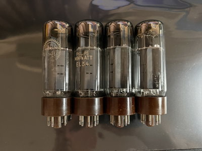 Philips MiniWatt EL34 雙D環 稀有老管 (荷蘭製、四支價格)